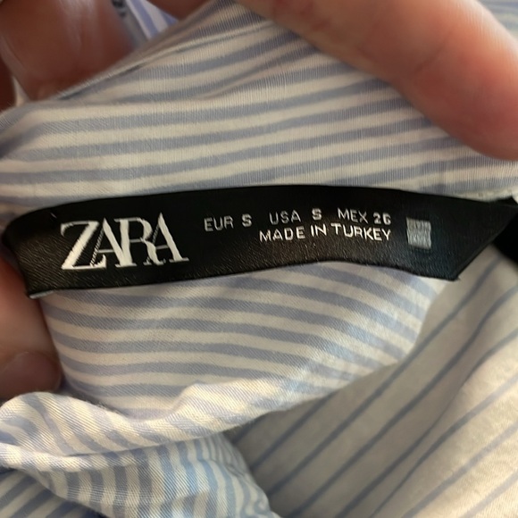 Zara Women Tunic Top Small Blue & White Stripe Business Causal Contemporary - Picture 9 of 14